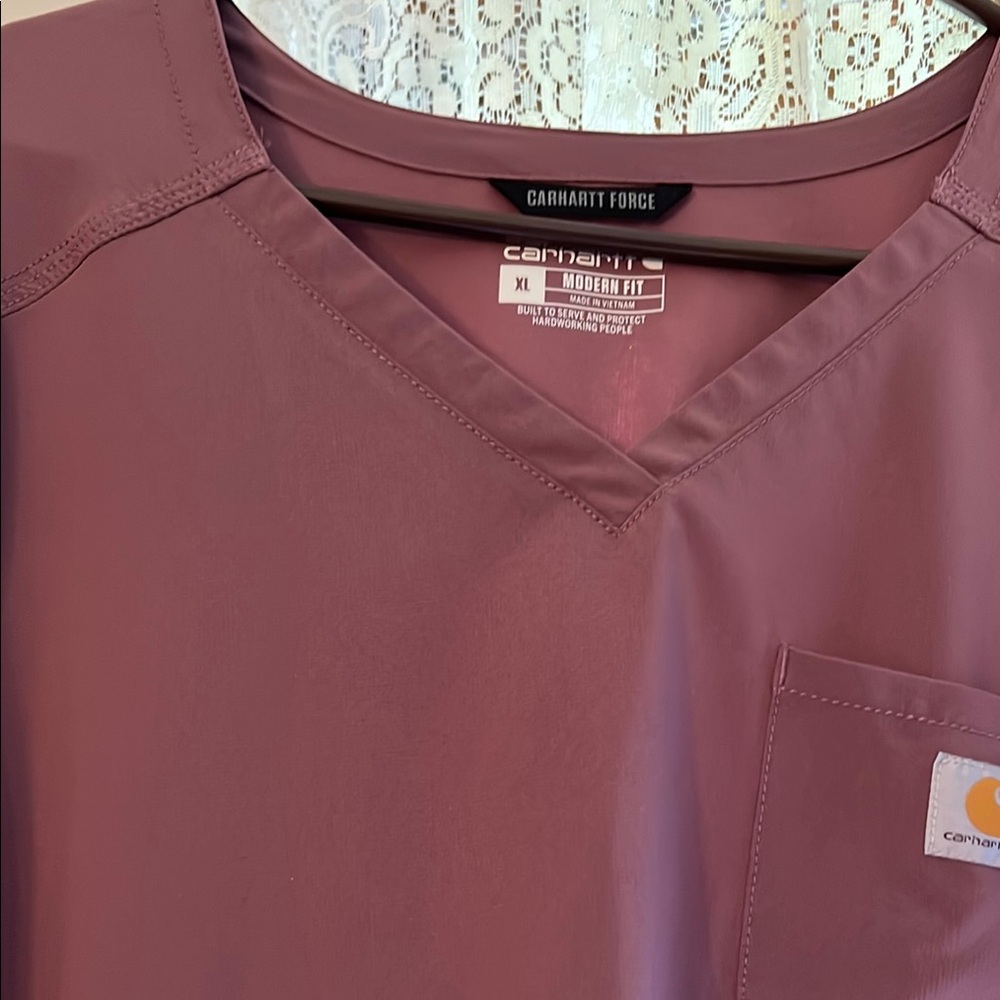 Carhartt Force Modern Fit Scrub Top in Purple